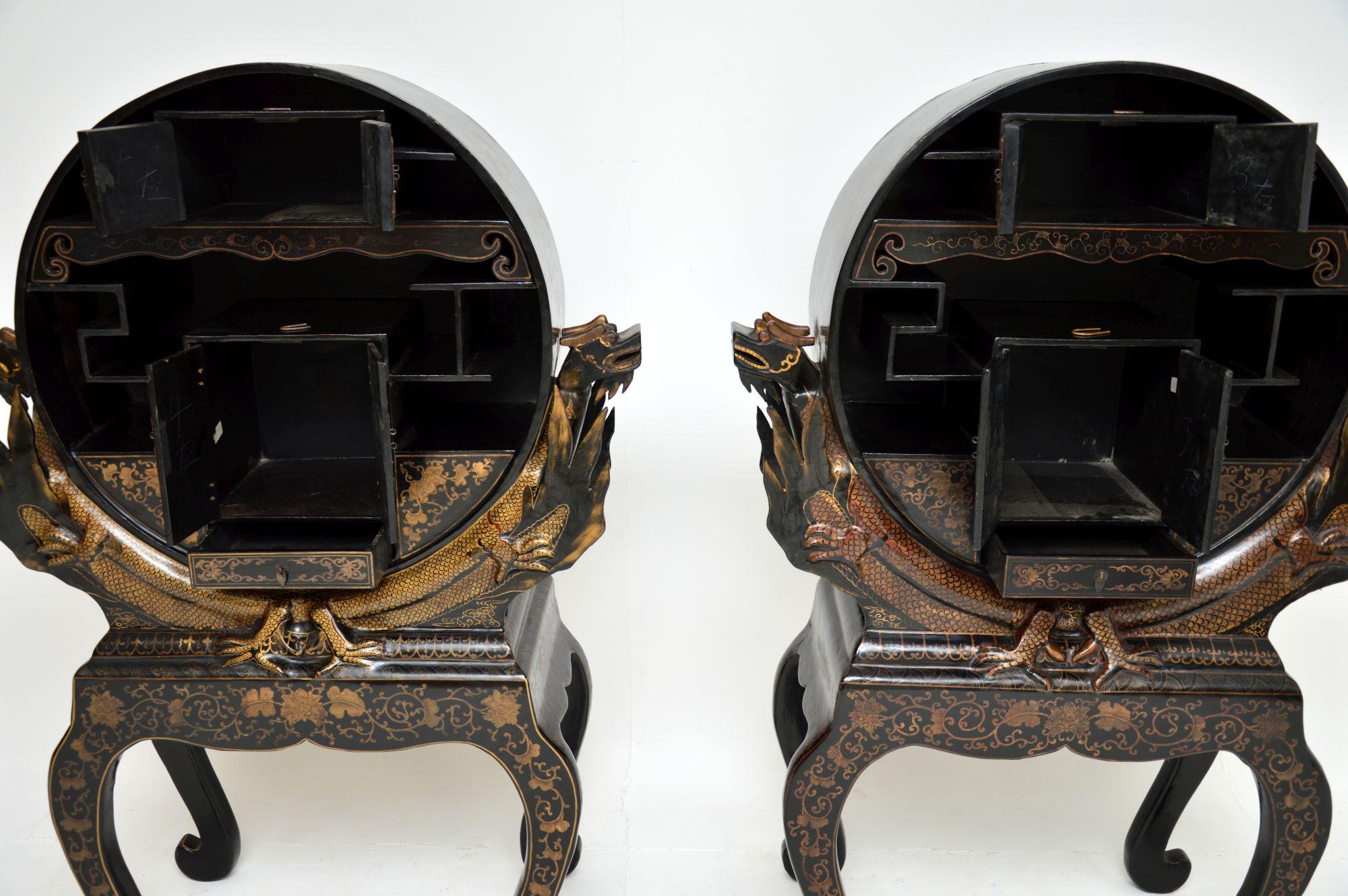 19th Century Pair of Antique Lacquered Chinoiserie Japanese Cabinets