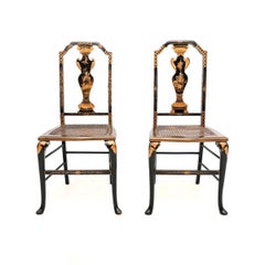 Pair of Antique Lacquered Chinoiserie Side Chairs