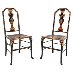 Pair of Antique Lacquered Chinoiserie Side Chairs