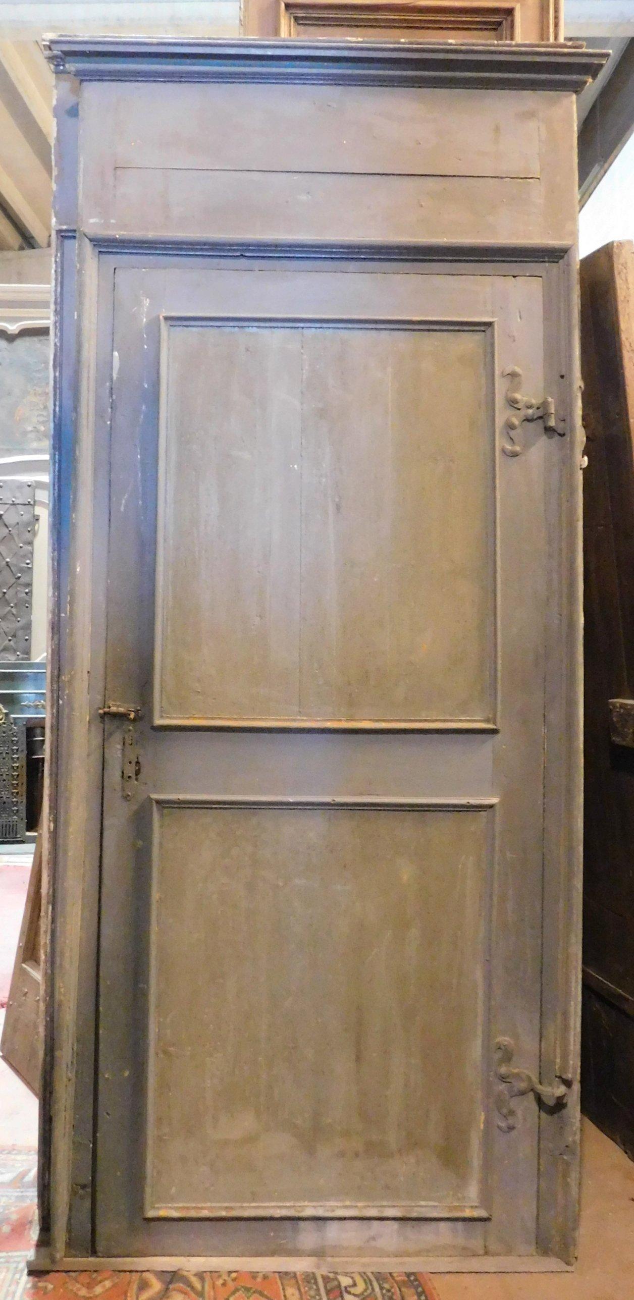 Italian Pair of Antique Lacquered Doors Complete with Frame, 18th Century, Italy For Sale