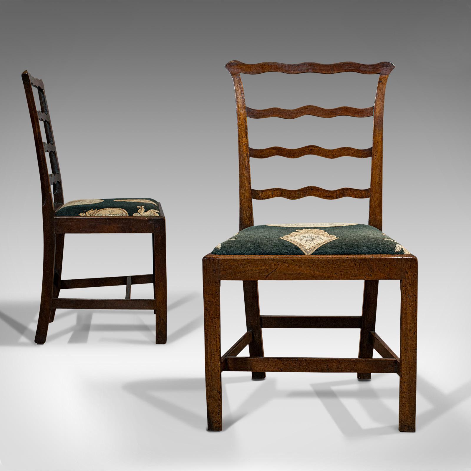 Pair of Antique Ladder Back Chairs, Irish, Mahogany, Side, Georgian, circa 1780 7