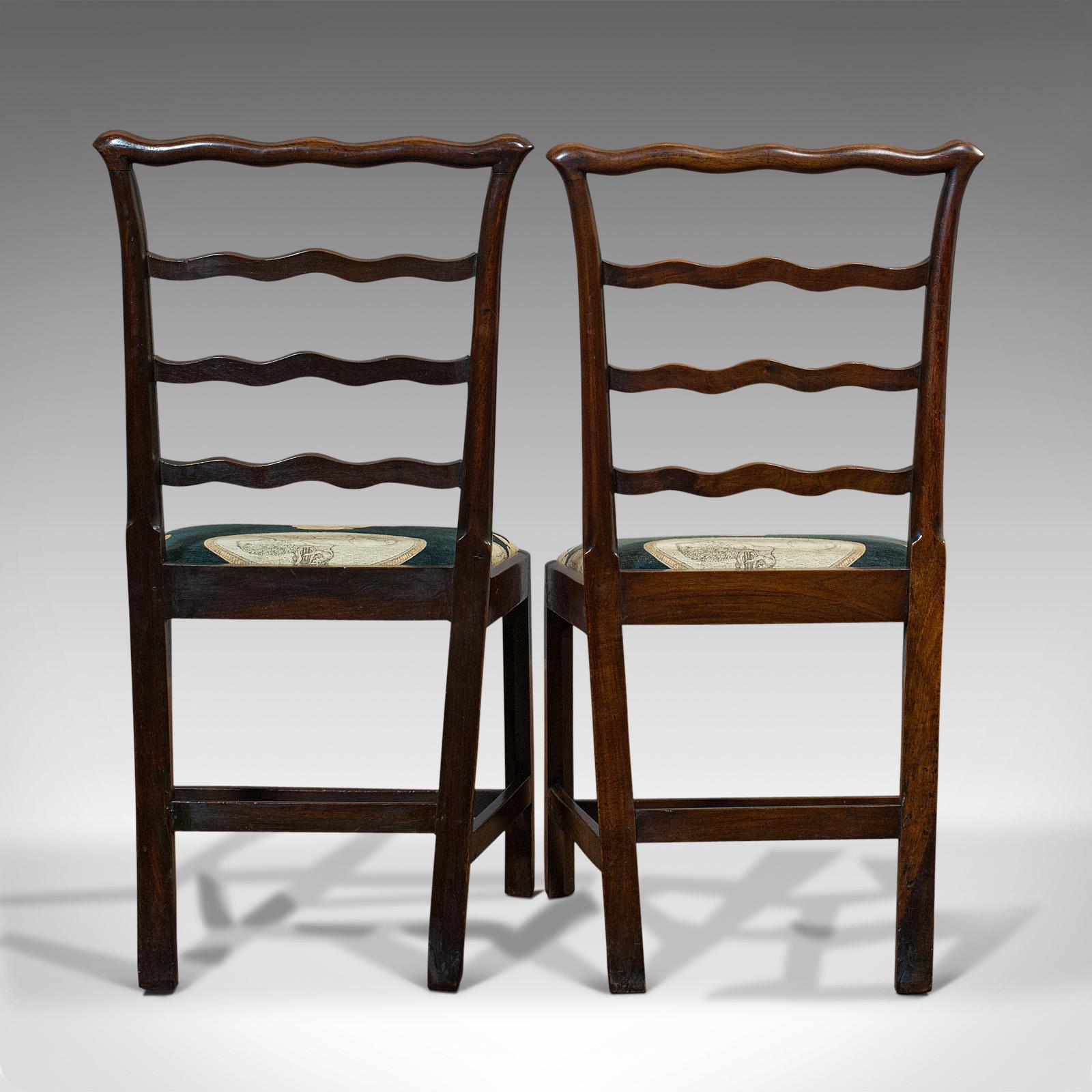 Pair of Antique Ladder Back Chairs, Irish, Mahogany, Side, Georgian, circa 1780 1