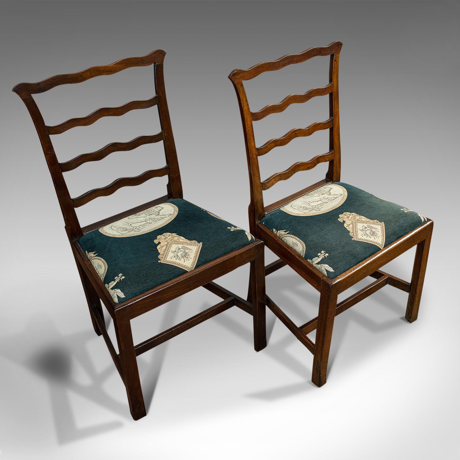 Pair of Antique Ladder Back Chairs, Irish, Mahogany, Side, Georgian, circa 1780 2