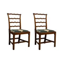 Pair of Antique Ladder Back Chairs, Irish, Mahogany, Side, Georgian, circa 1780