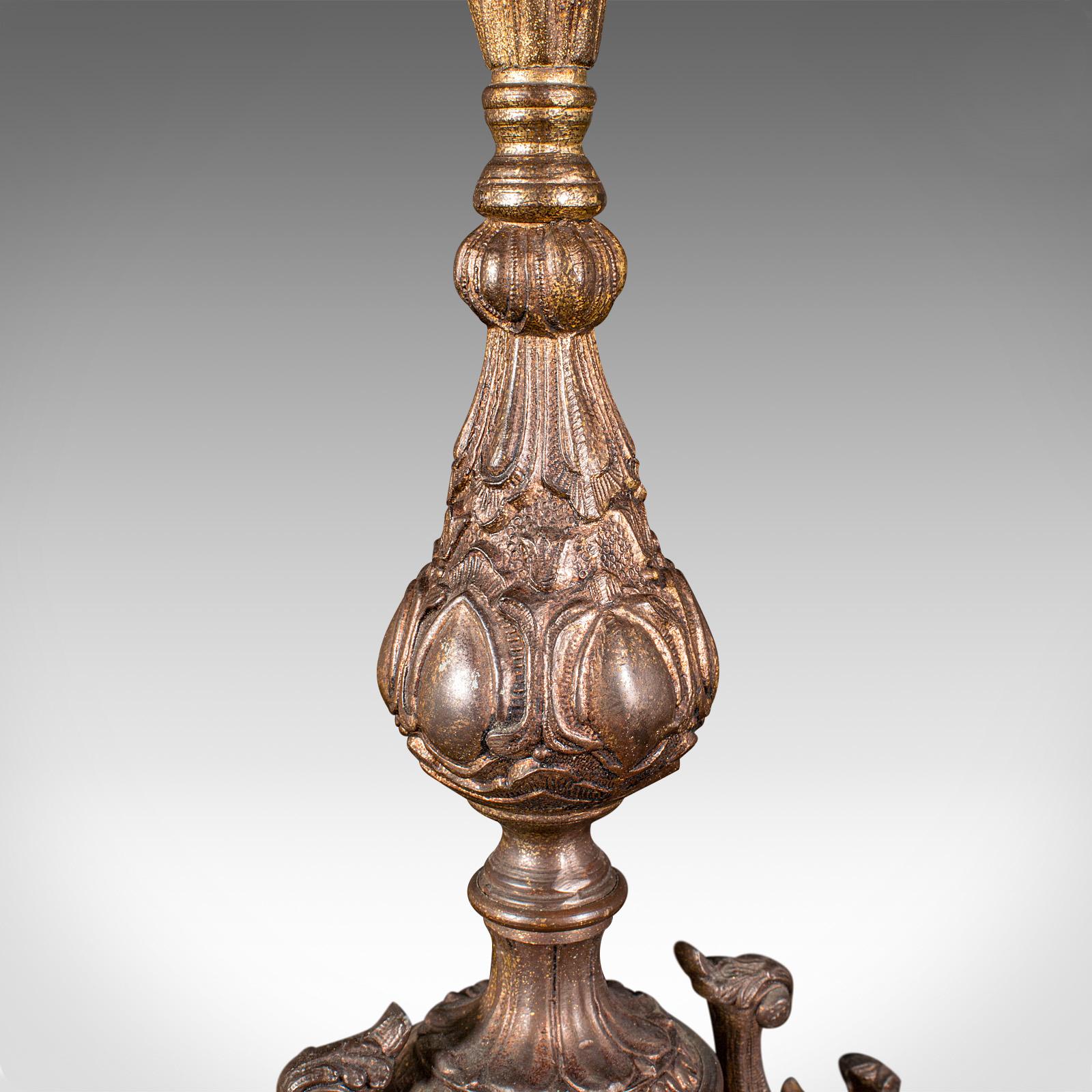Paire de socles de lampe anciennes françaises, métal doré, marbre, lampe de bureau édouardienne en vente 2