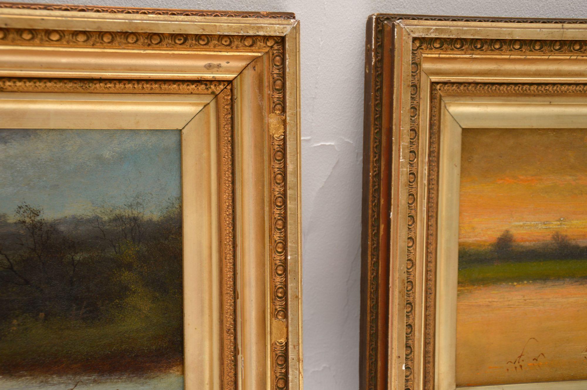 Paire de peintures à l'huile anciennes de paysages par J. C Jonas en vente 3