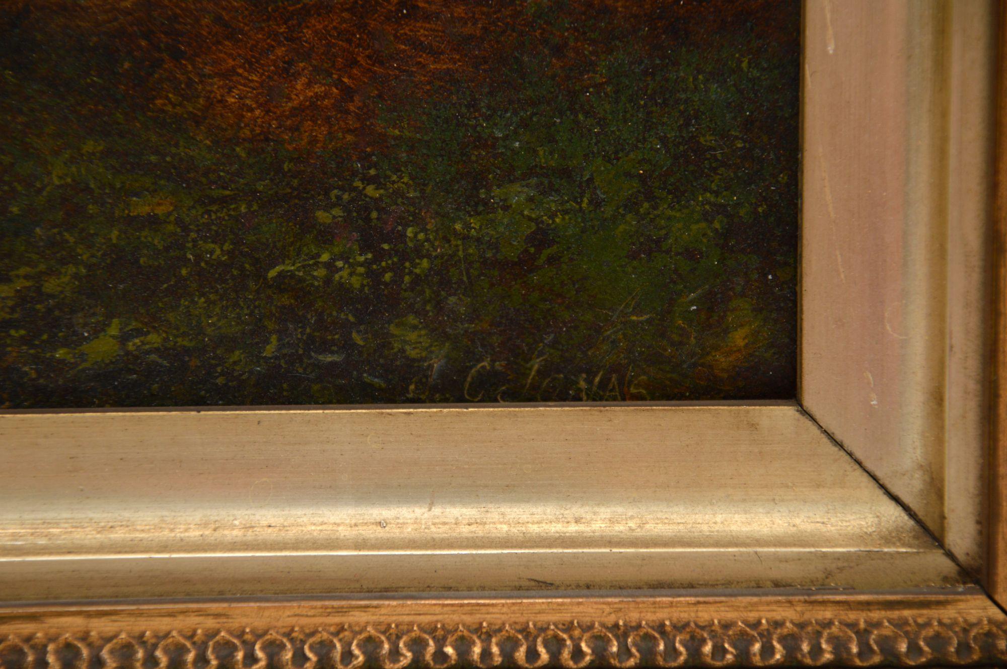 Paire de peintures à l'huile anciennes de paysages par J. C Jonas en vente 4