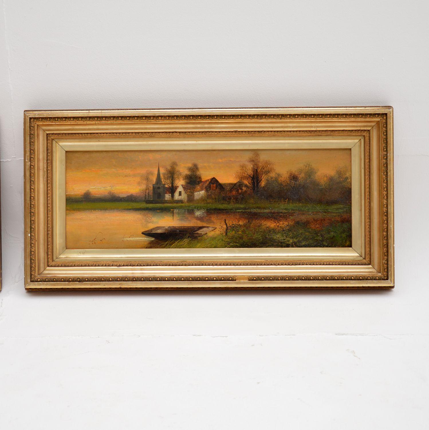 Late Victorian Pair of Antique Landscape Oil Paintings by J. C Jonas For Sale