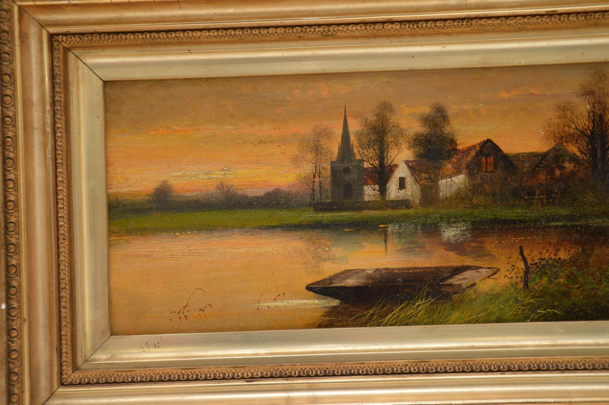 Canvas Pair of Antique Landscape Oil Paintings by J. C Jonas For Sale