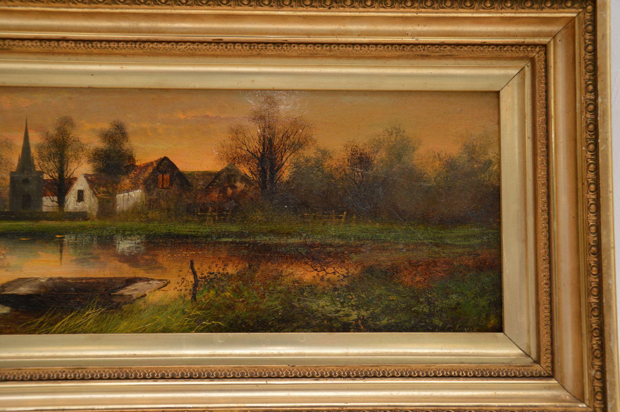Paire de peintures à l'huile anciennes de paysages par J. C Jonas en vente 1