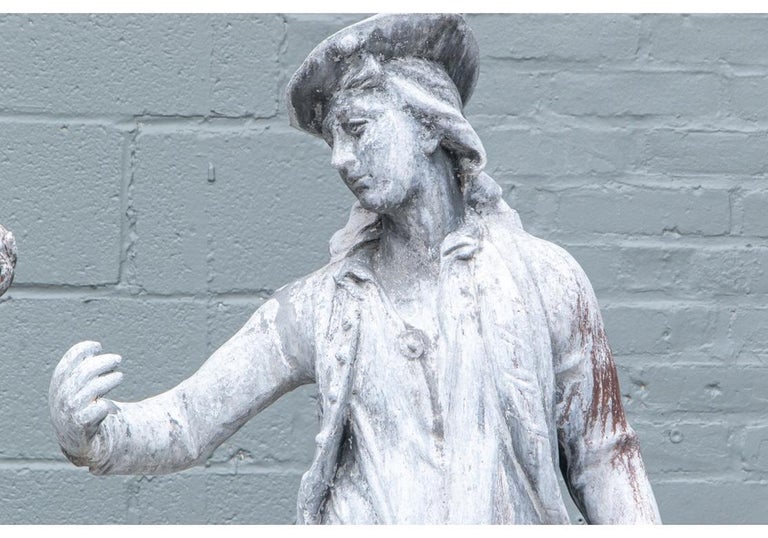 Pair of Antique Lead Garden Figures at 1stDibs