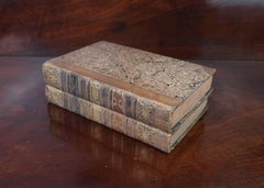 Pair of Fine Antique Leather Bound Books for Decoration. Dated 1818