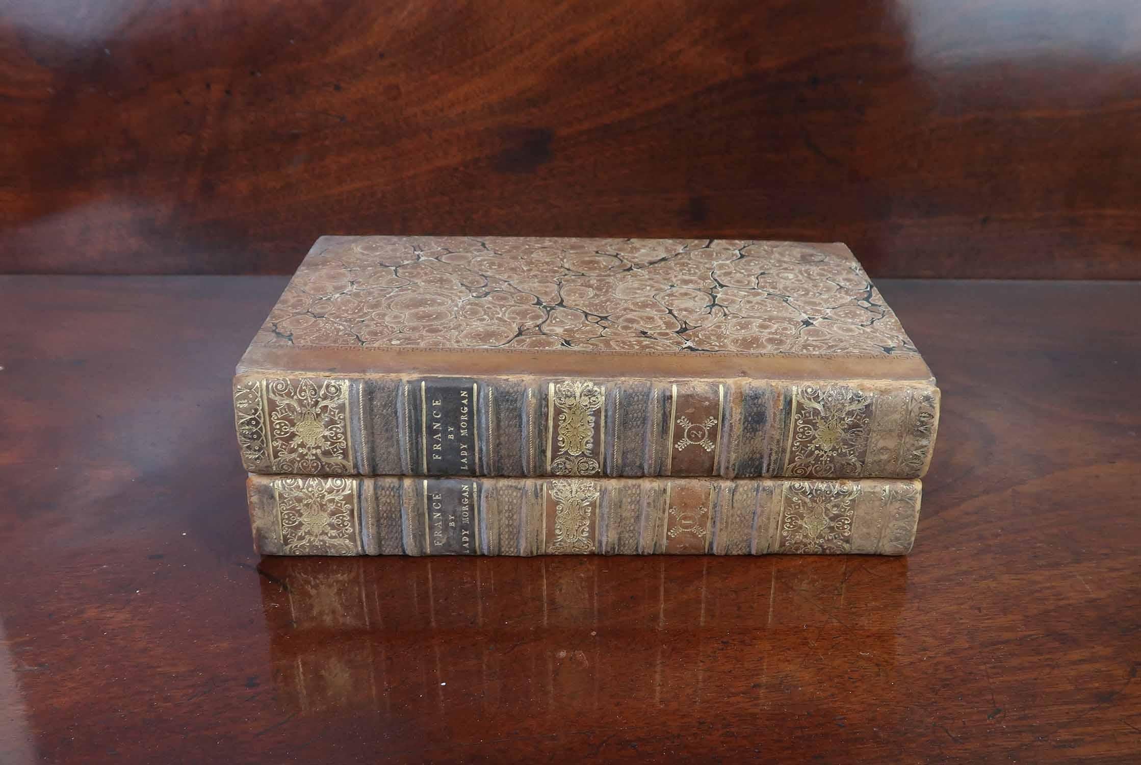 Anglais Paire de livres anciens reliés en cuir pour la décoration. Daté de 1818 en vente