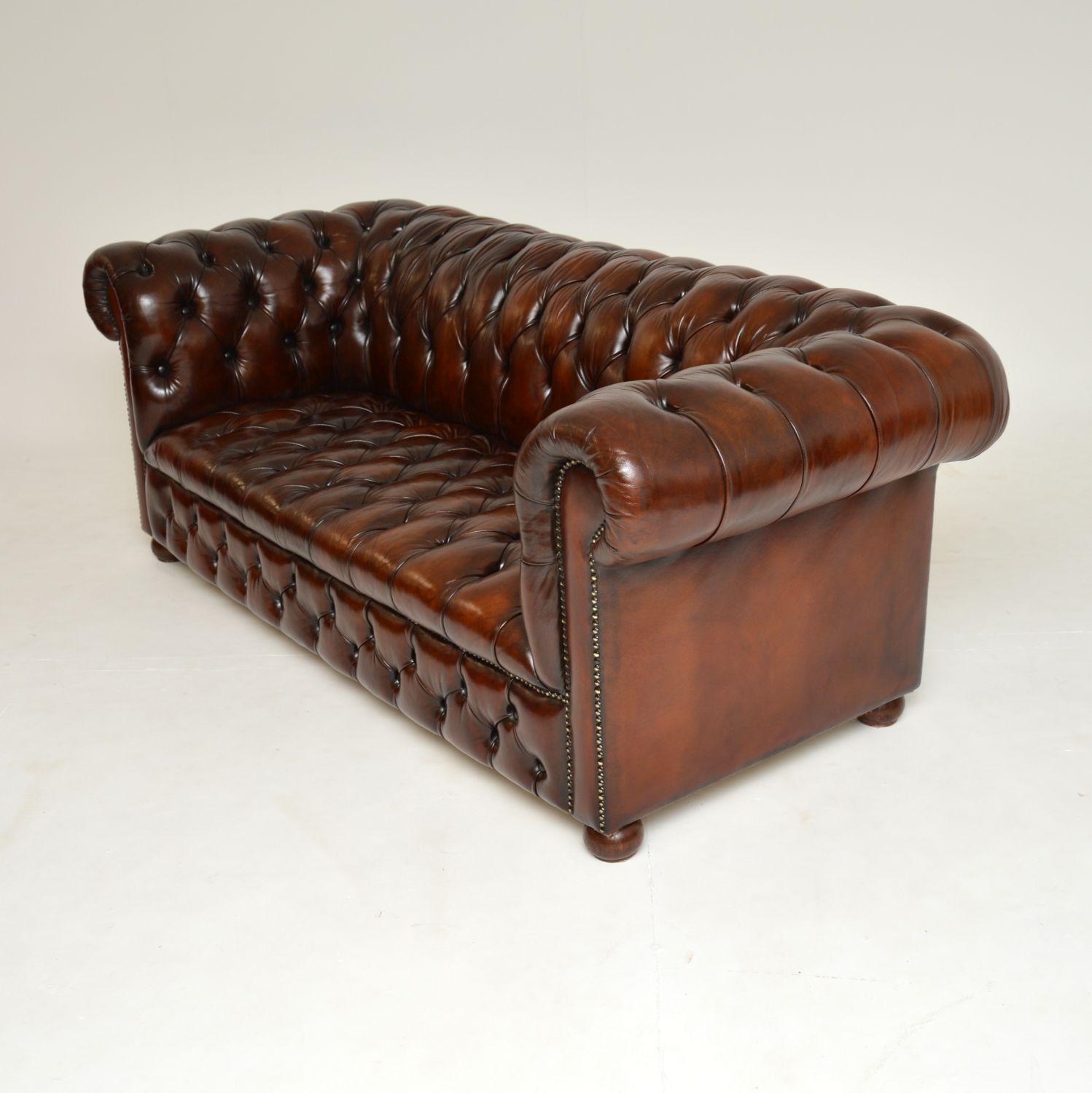 Pair of Antique Leather Chesterfield Sofas 6