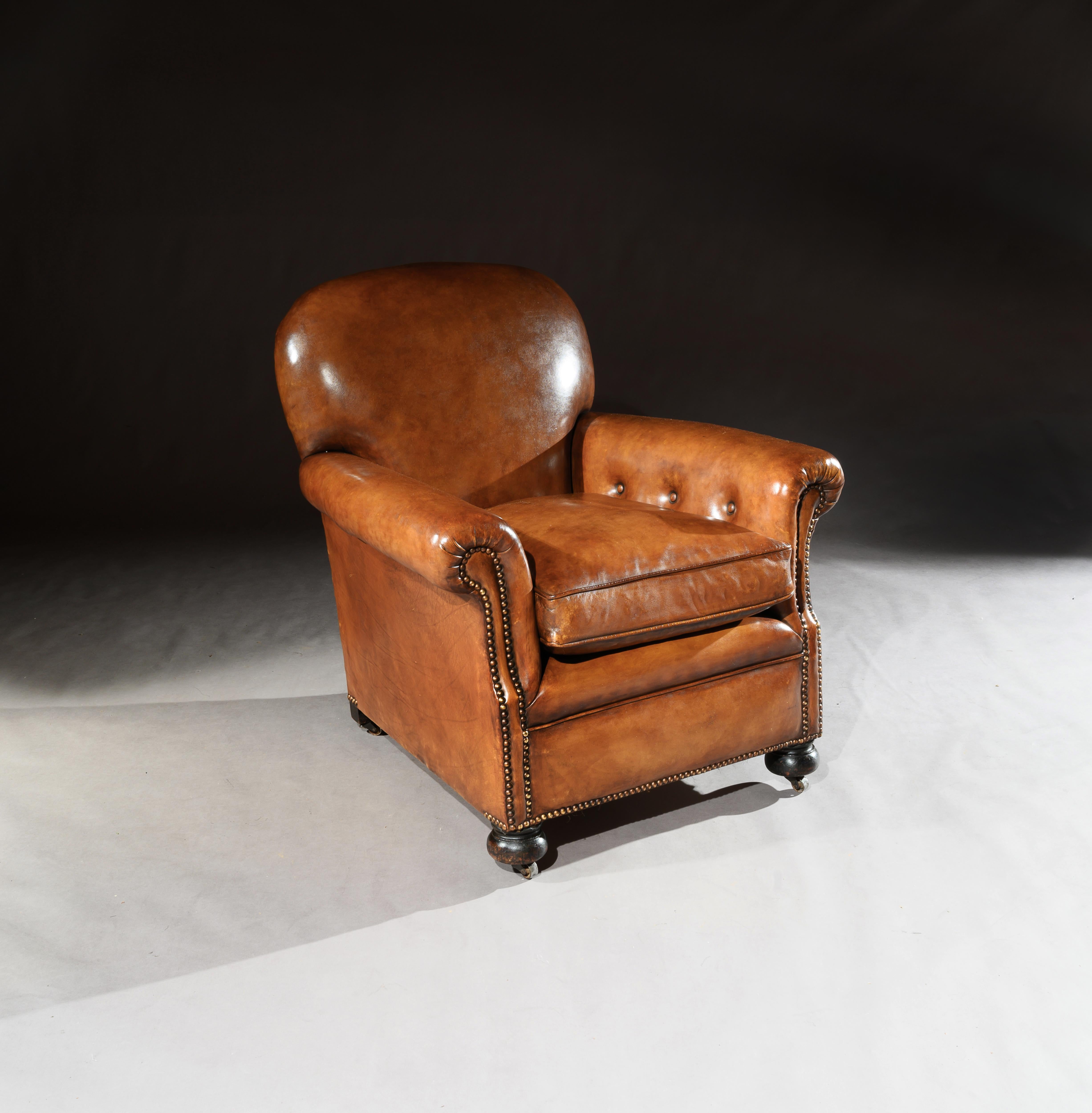 pair of vintage leather armchairs
