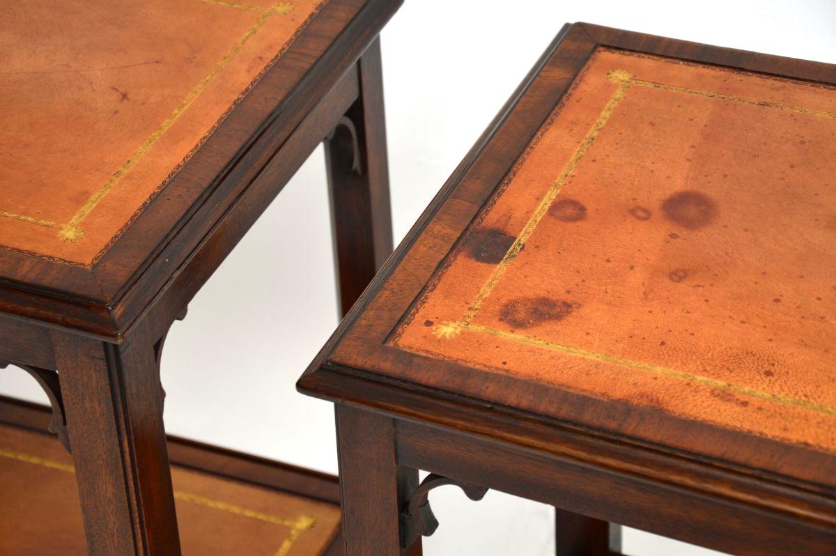 Pair of Antique Leather Georgian Style Side Tables For Sale 5