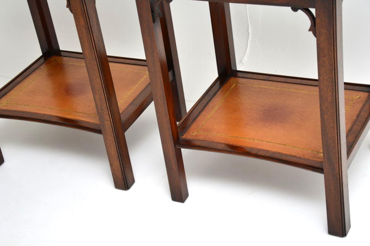 Pair of Antique Leather Georgian Style Side Tables For Sale 6