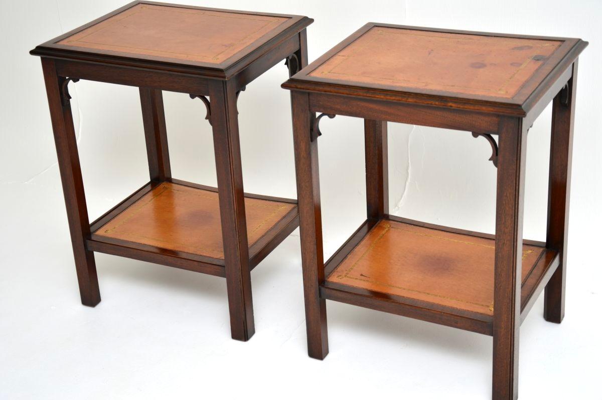 Pair of Antique Leather Georgian Style Side Tables For Sale 2