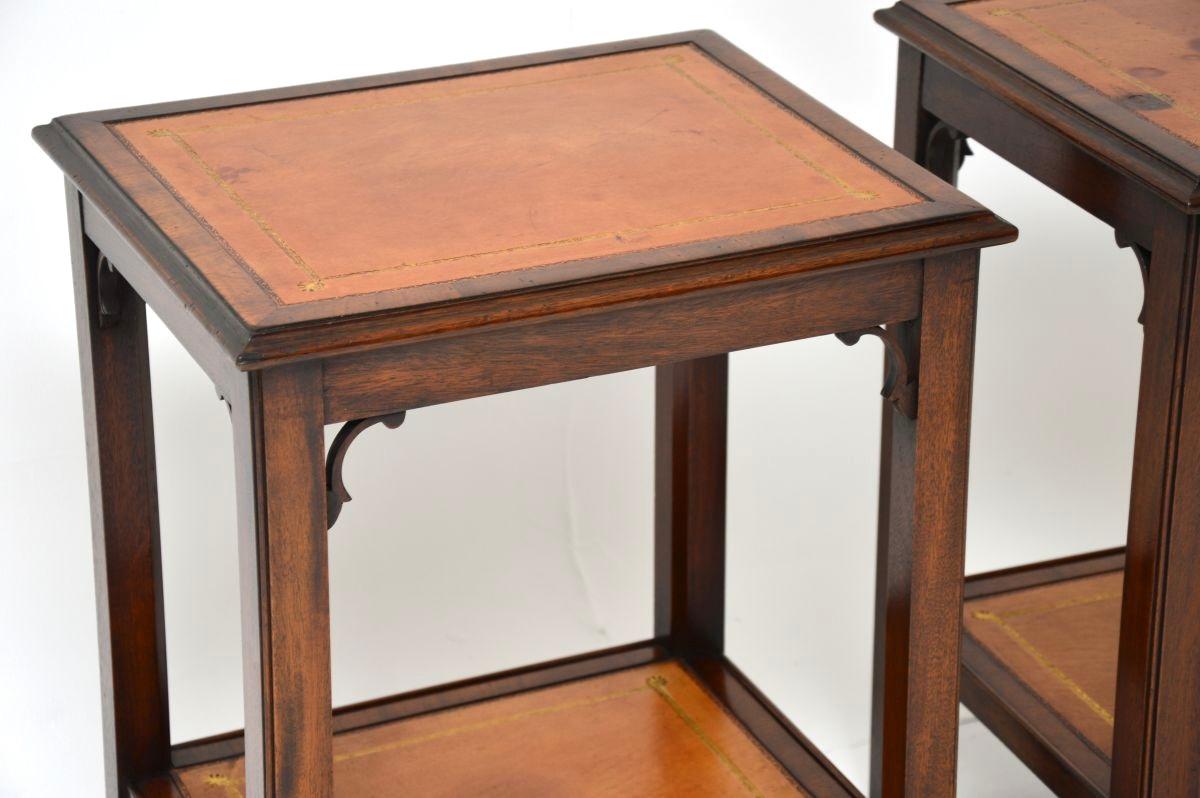 Pair of Antique Leather Georgian Style Side Tables For Sale 3