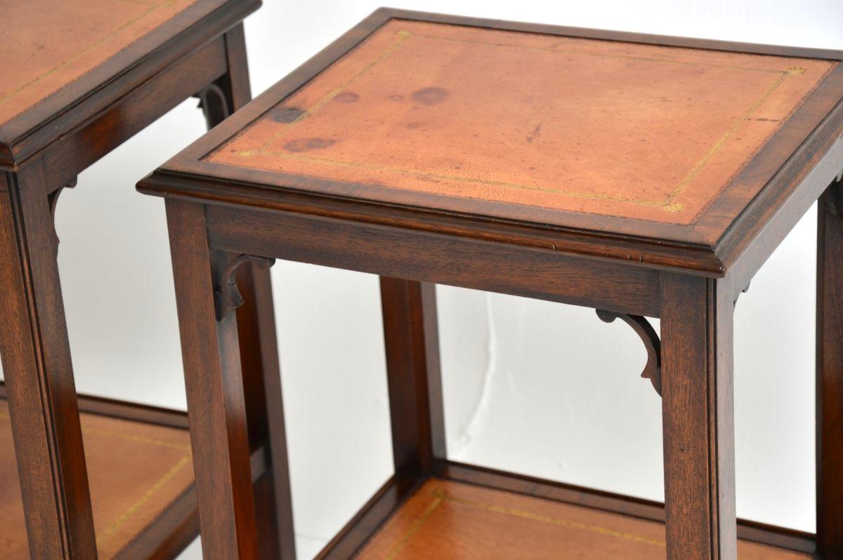 Pair of Antique Leather Georgian Style Side Tables For Sale 4