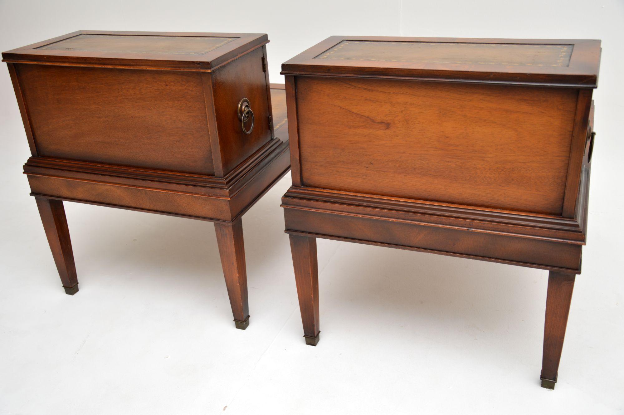 Pair of Antique Leather Top Side Tables 5