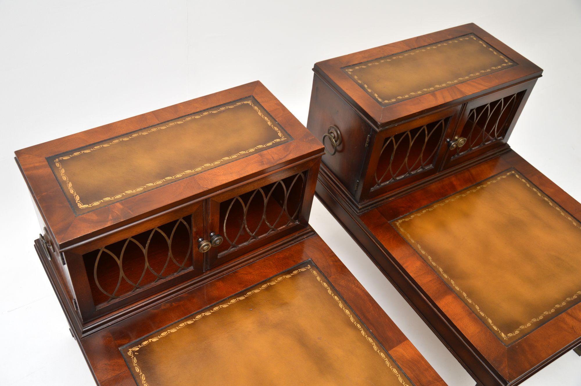Pair of Antique Leather Top Side Tables 2