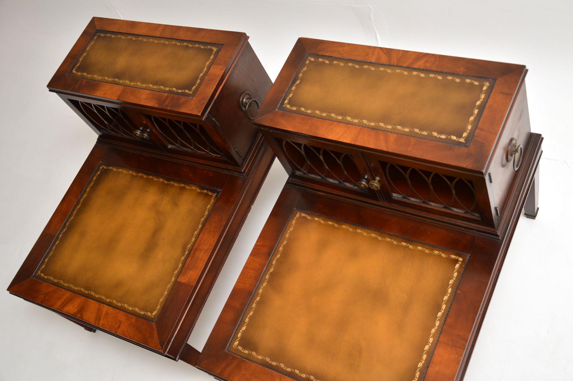 Pair of Antique Leather Top Side Tables 3