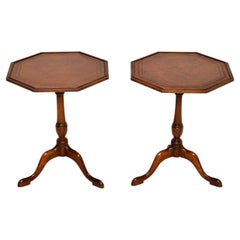 Pair of Antique Leather Top Side Tables