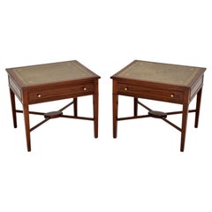 Pair of Vintage Leather Top Side Tables