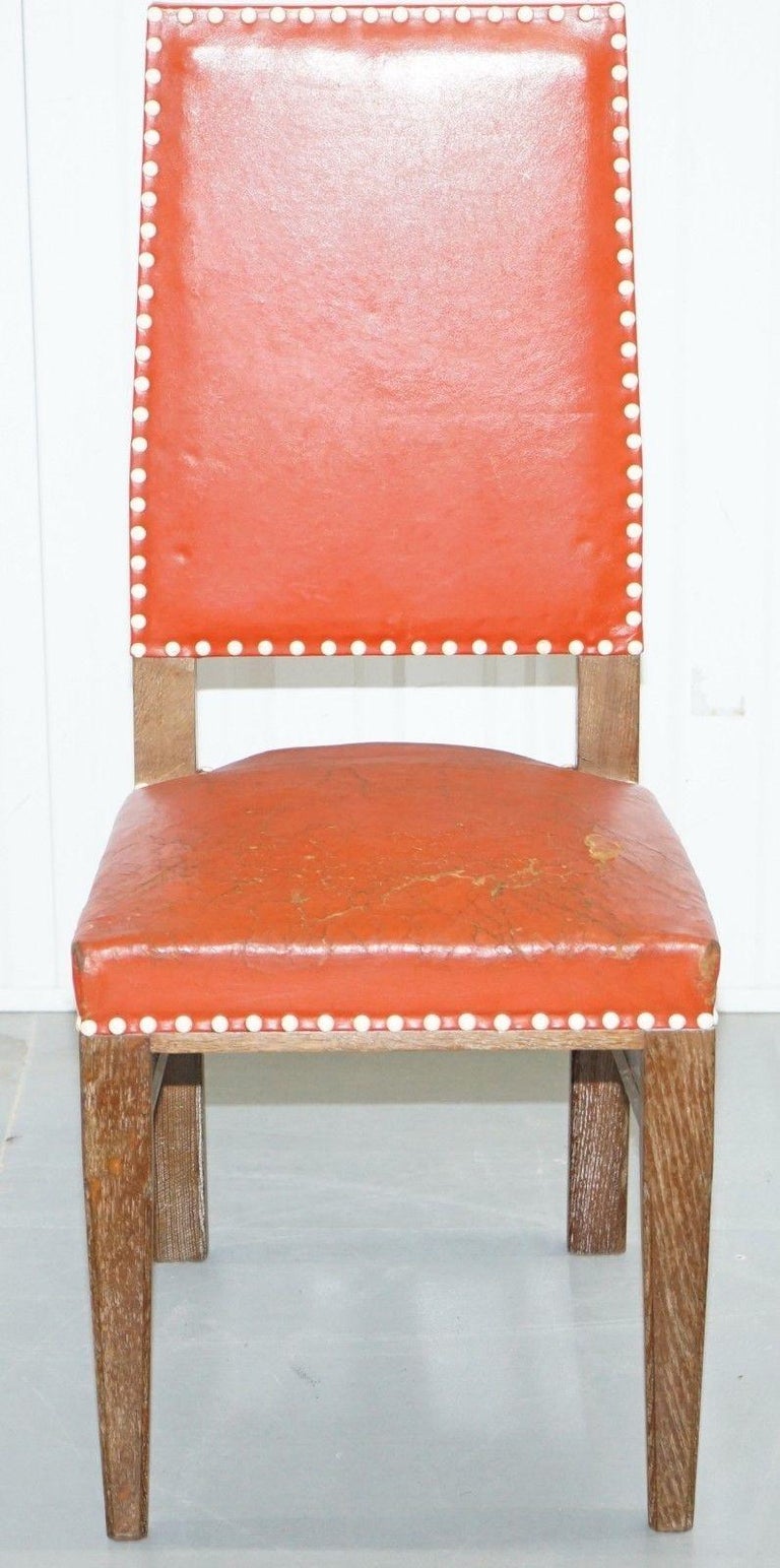 Pair of Antique Limed Oak Art Deco Chairs Part of Suite