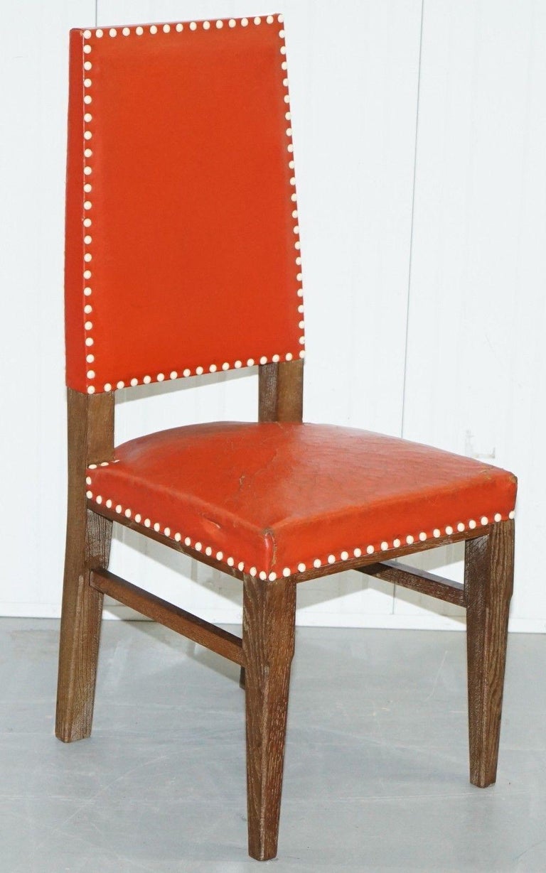 Pair of Antique Limed Oak Art Deco Chairs Part of Suite
