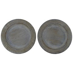 Pair of Antique Limed Oak Plates
