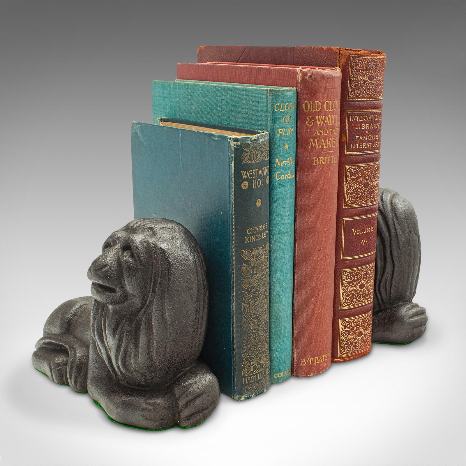 Pair of Antique Lion Bookends, English, Cast Iron, Decor, Book Rest, Victorian For Sale 6