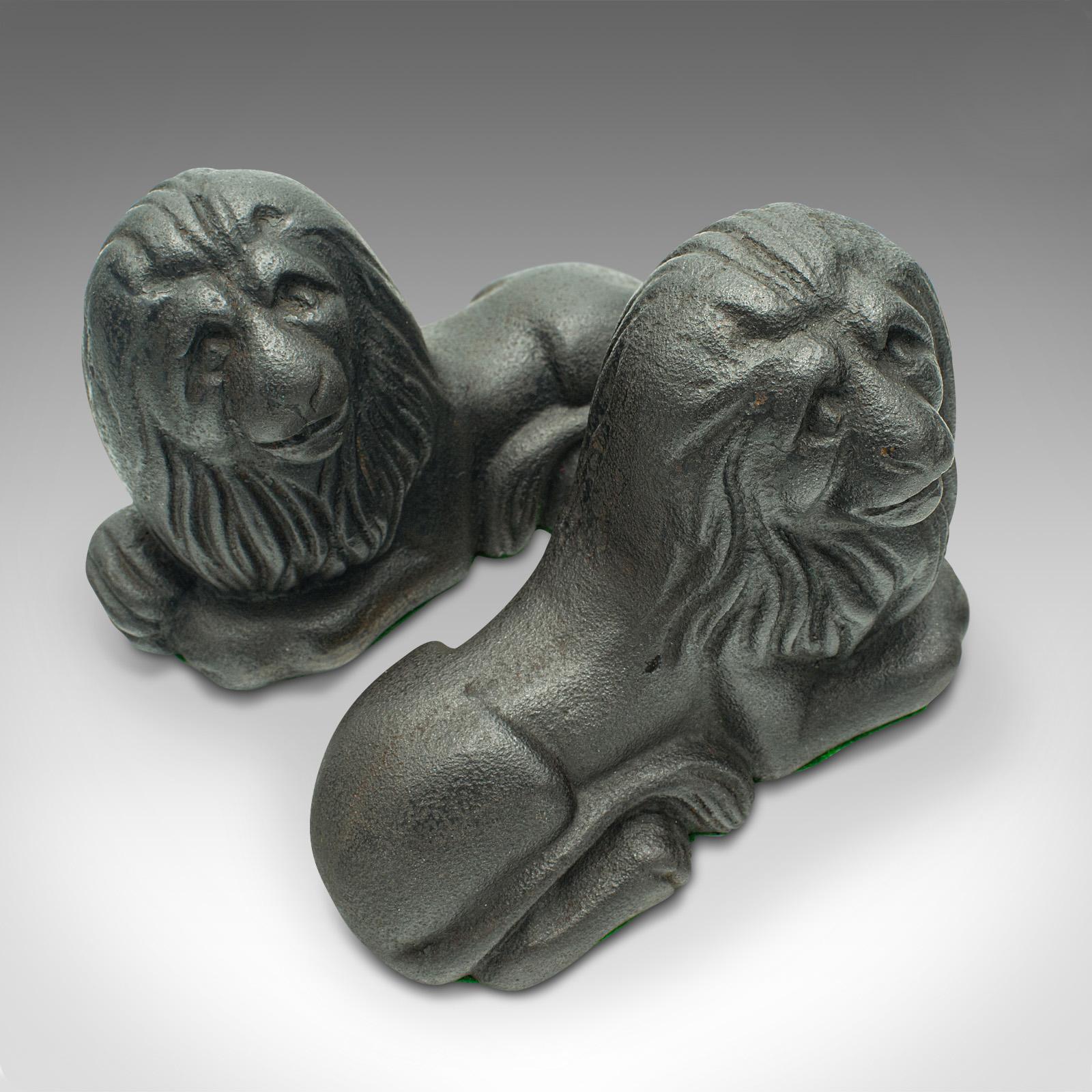 Pair of Antique Lion Bookends, English, Cast Iron, Decor, Book Rest, Victorian For Sale 2