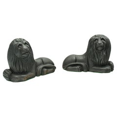 Pair of Antique Lion Bookends, English, Cast Iron, Decor, Book Rest, Victorian