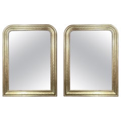 Coppia di specchi antichi in foglia d'oro Louis Philippe, circa 1890