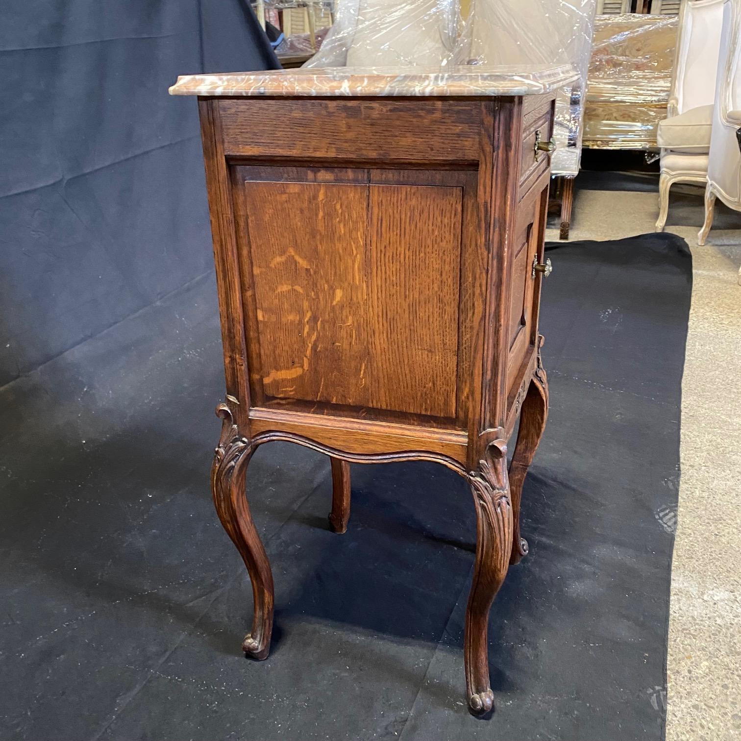 Pair of Antique Louis XV Regency French Marble Top Night Stands 5
