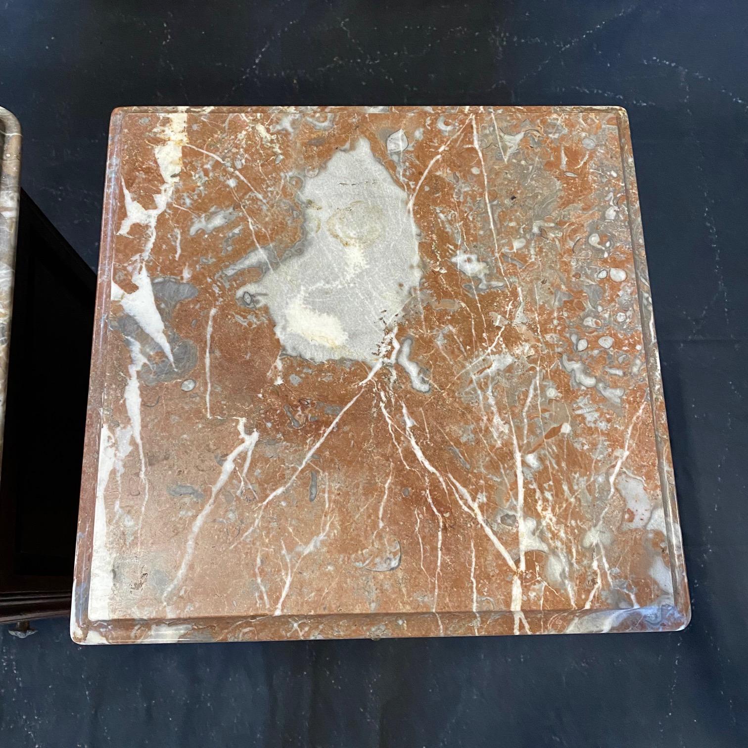 Pair of Antique Louis XV Regency French Marble Top Night Stands 7