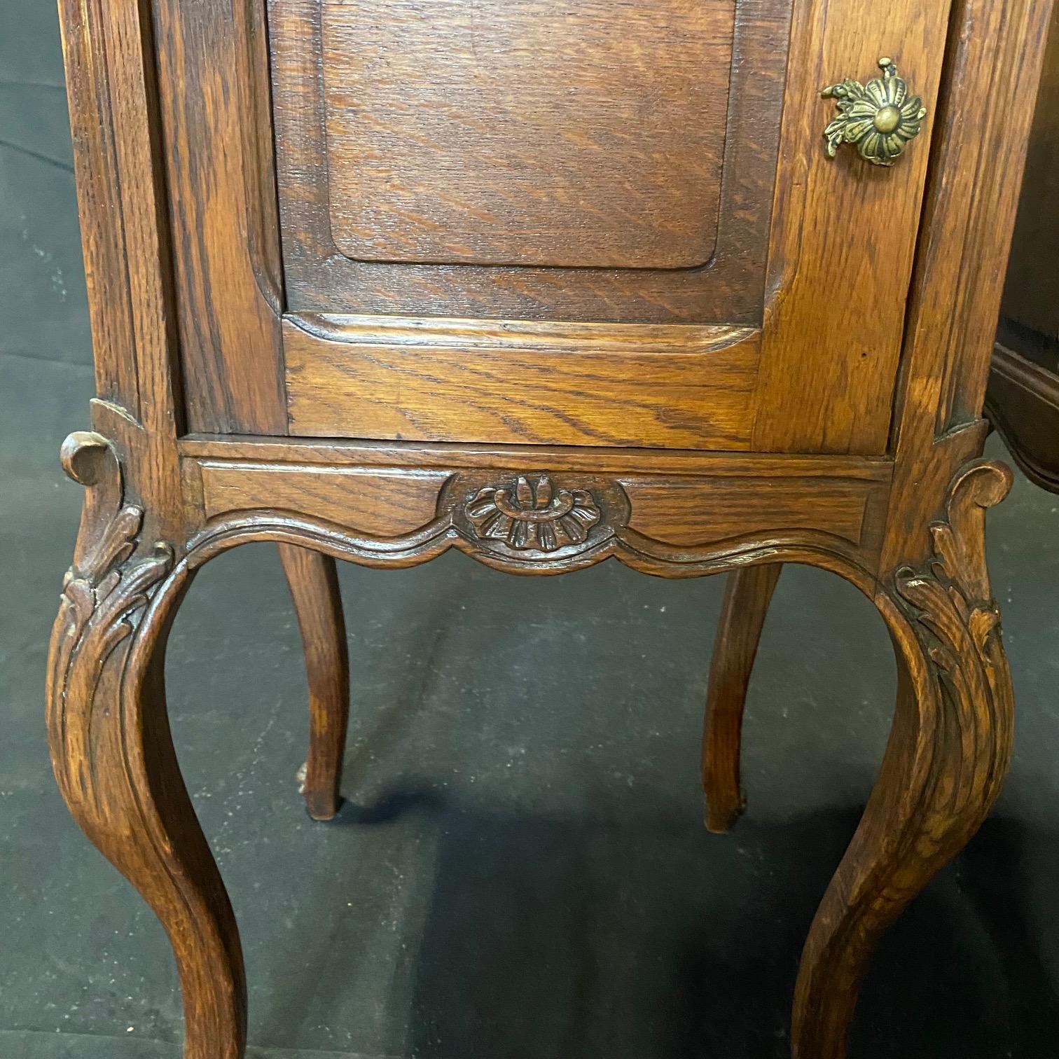 Pair of Antique Louis XV Regency French Marble Top Night Stands 2
