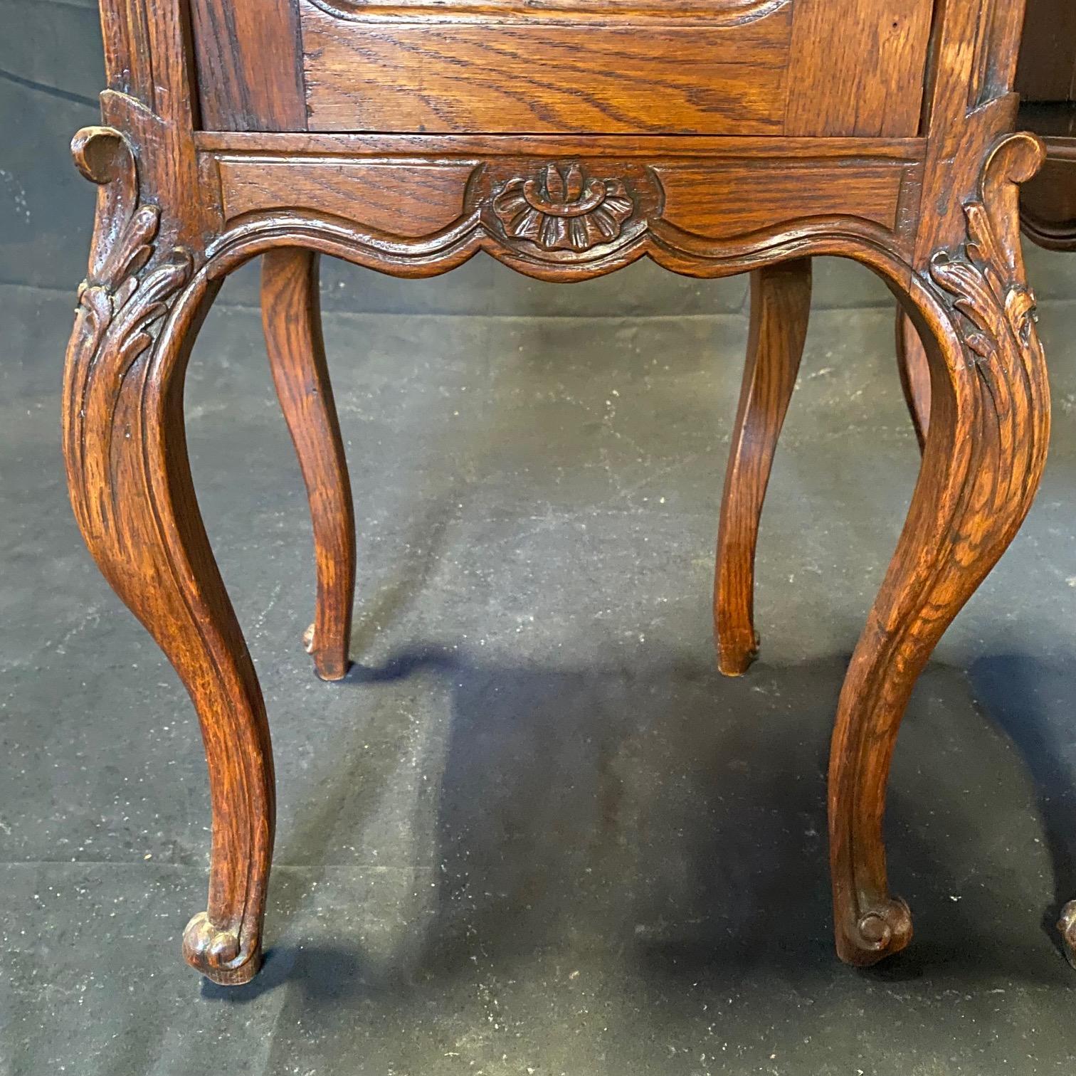 Pair of Antique Louis XV Regency French Marble Top Night Stands 3