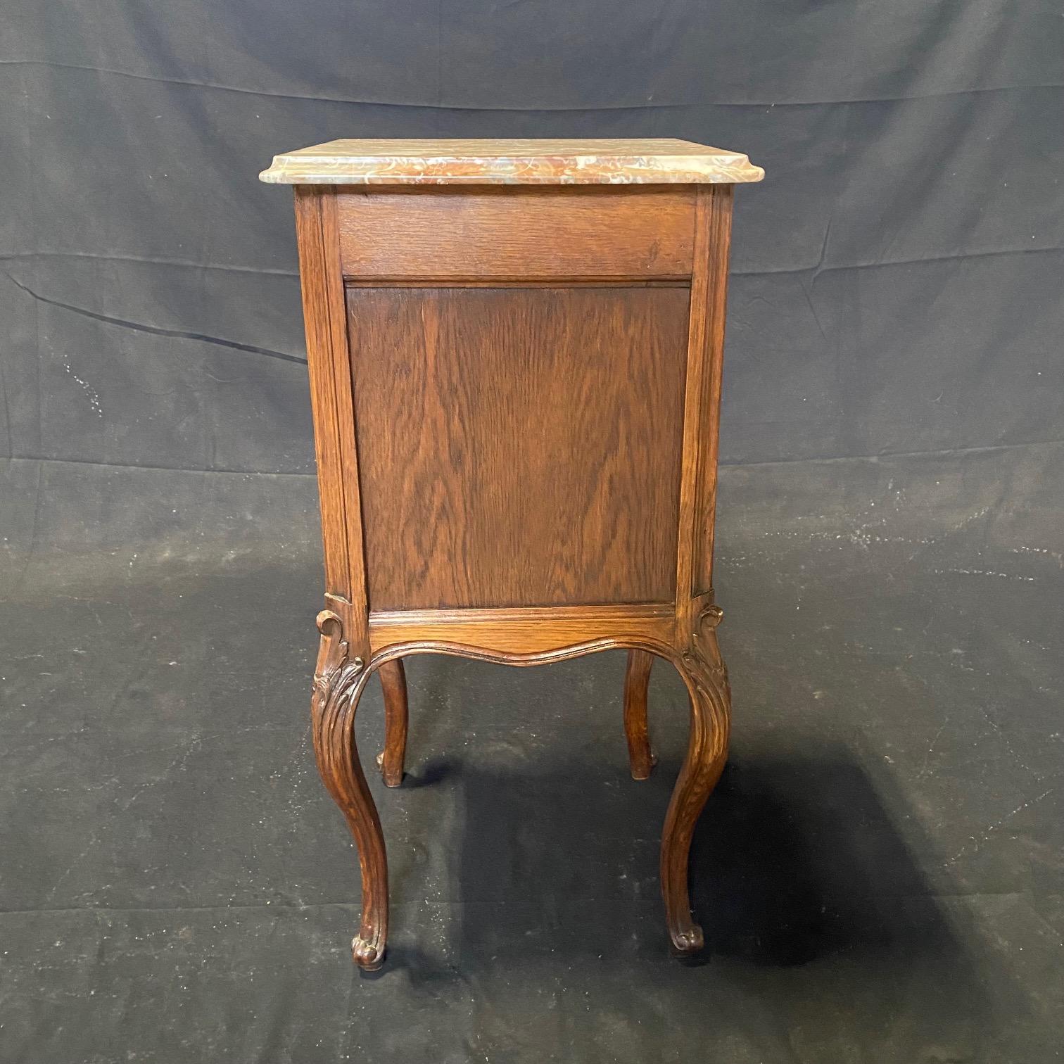 Pair of Antique Louis XV Regency French Marble Top Night Stands 4