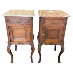  Pair of Antique Louis XV Regency French Marble Top Night Stands 