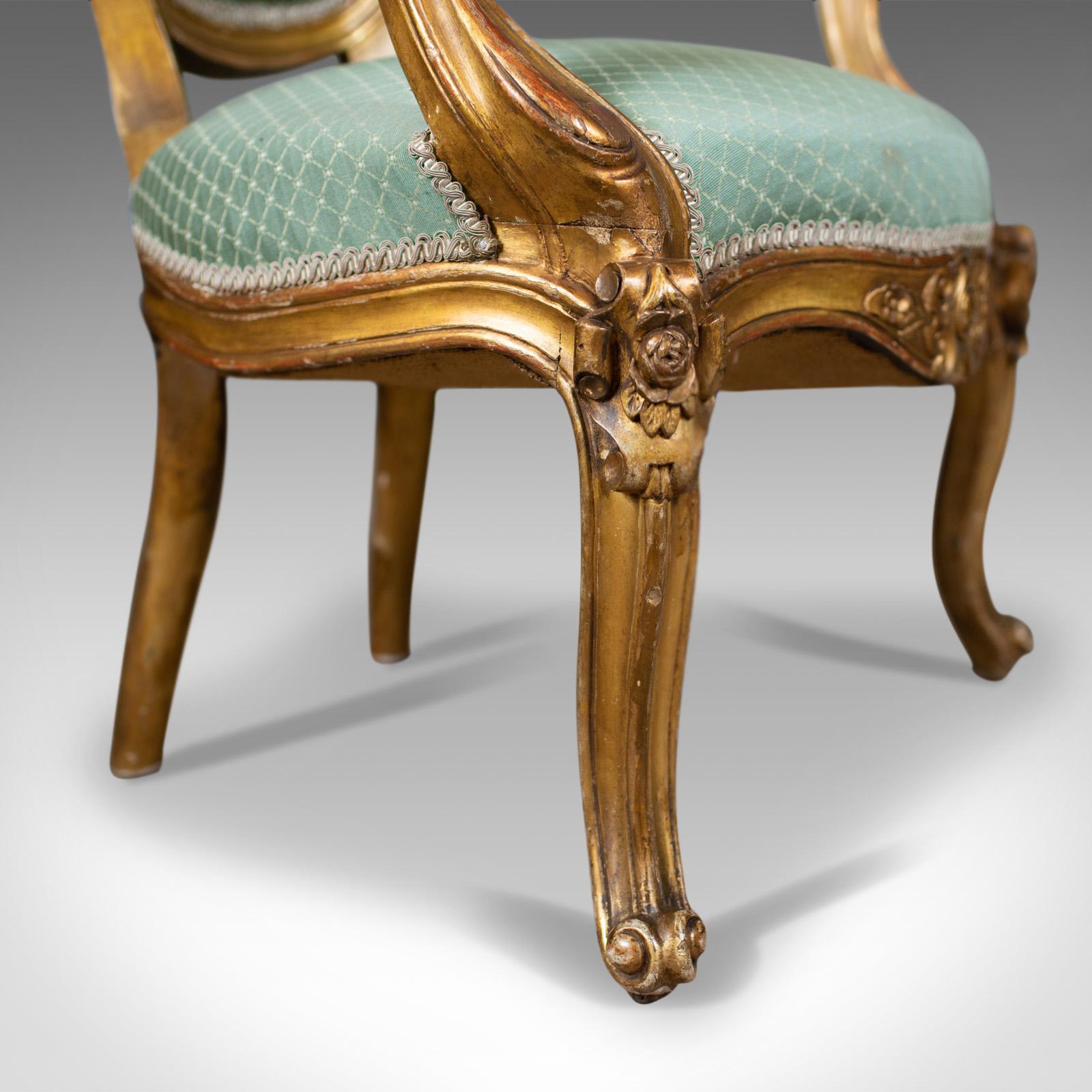 Pair of Antique, Louis XV Revival, Open Armchairs, French, Giltwood, circa 1900 4