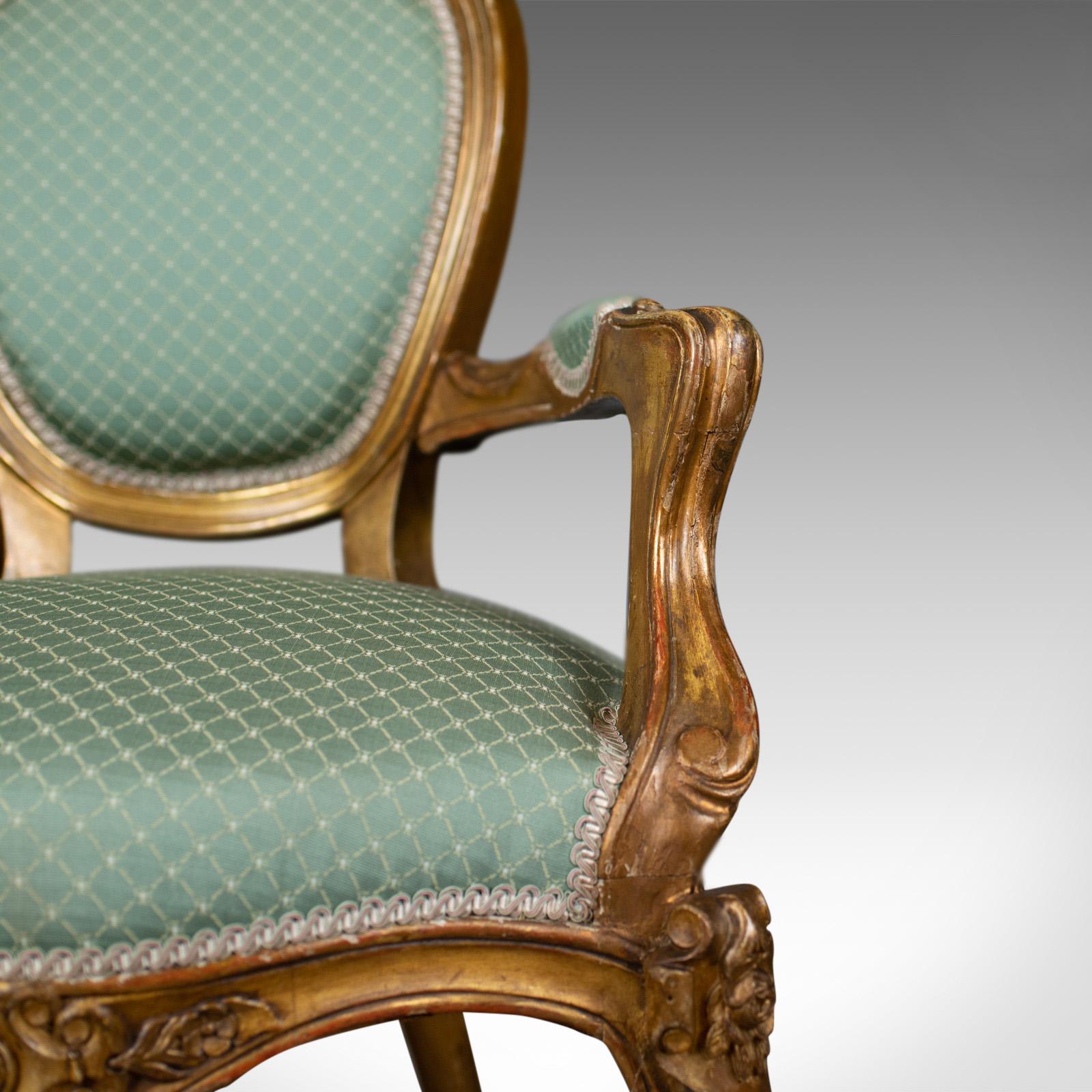 Pair of Antique, Louis XV Revival, Open Armchairs, French, Giltwood, circa 1900 1