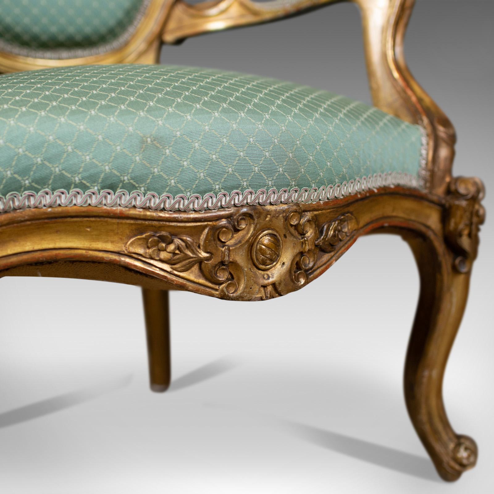 Pair of Antique, Louis XV Revival, Open Armchairs, French, Giltwood, circa 1900 3