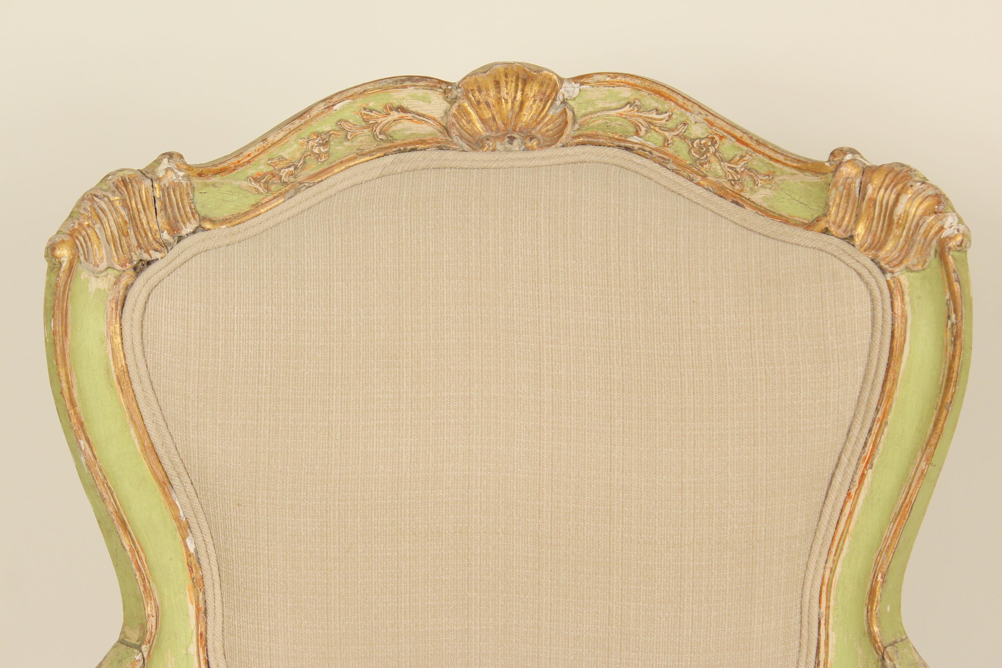 Pair of Antique Louis XV Style Painted Armchairs 1