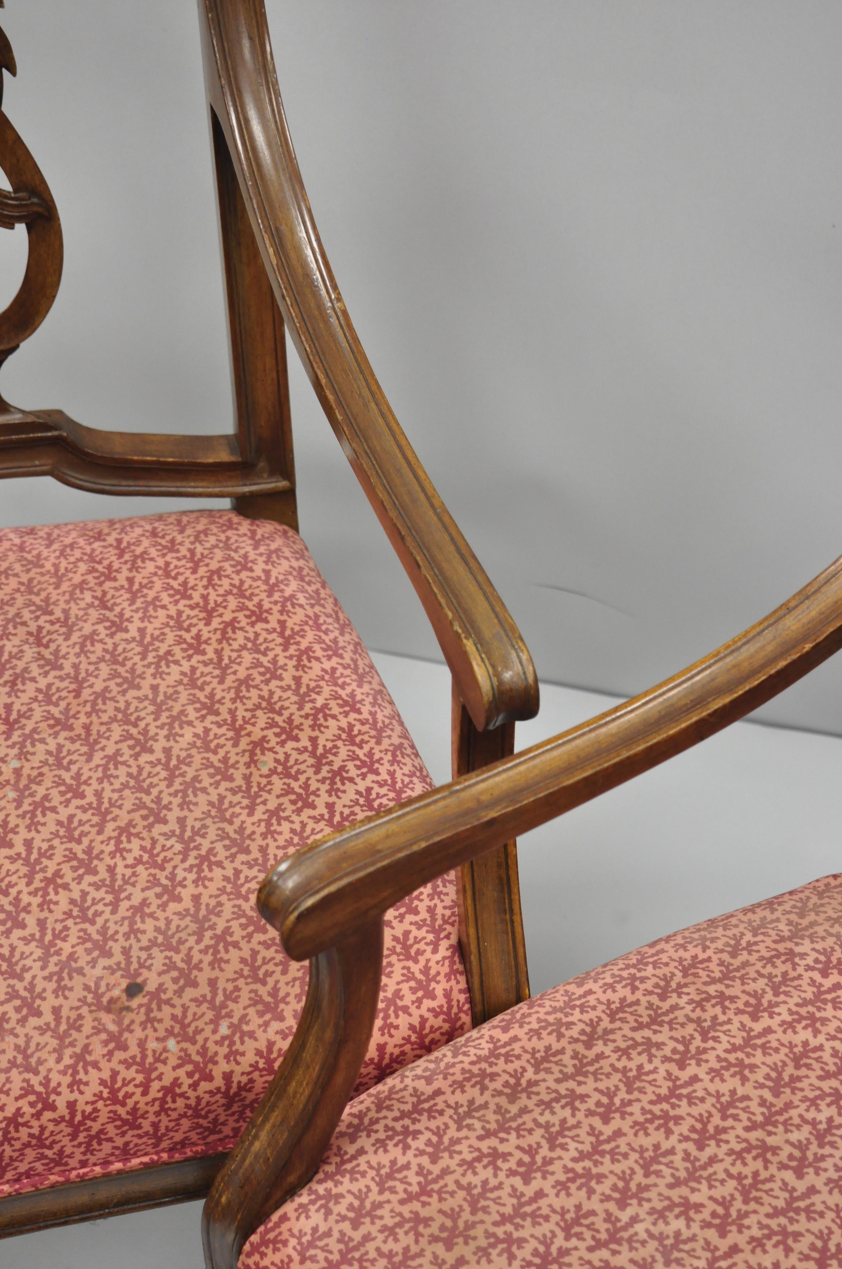 Paar antike italienische Sessel mit Leierrückenlehne im Louis-XVI-Stil im französischen Stil im Angebot 1
