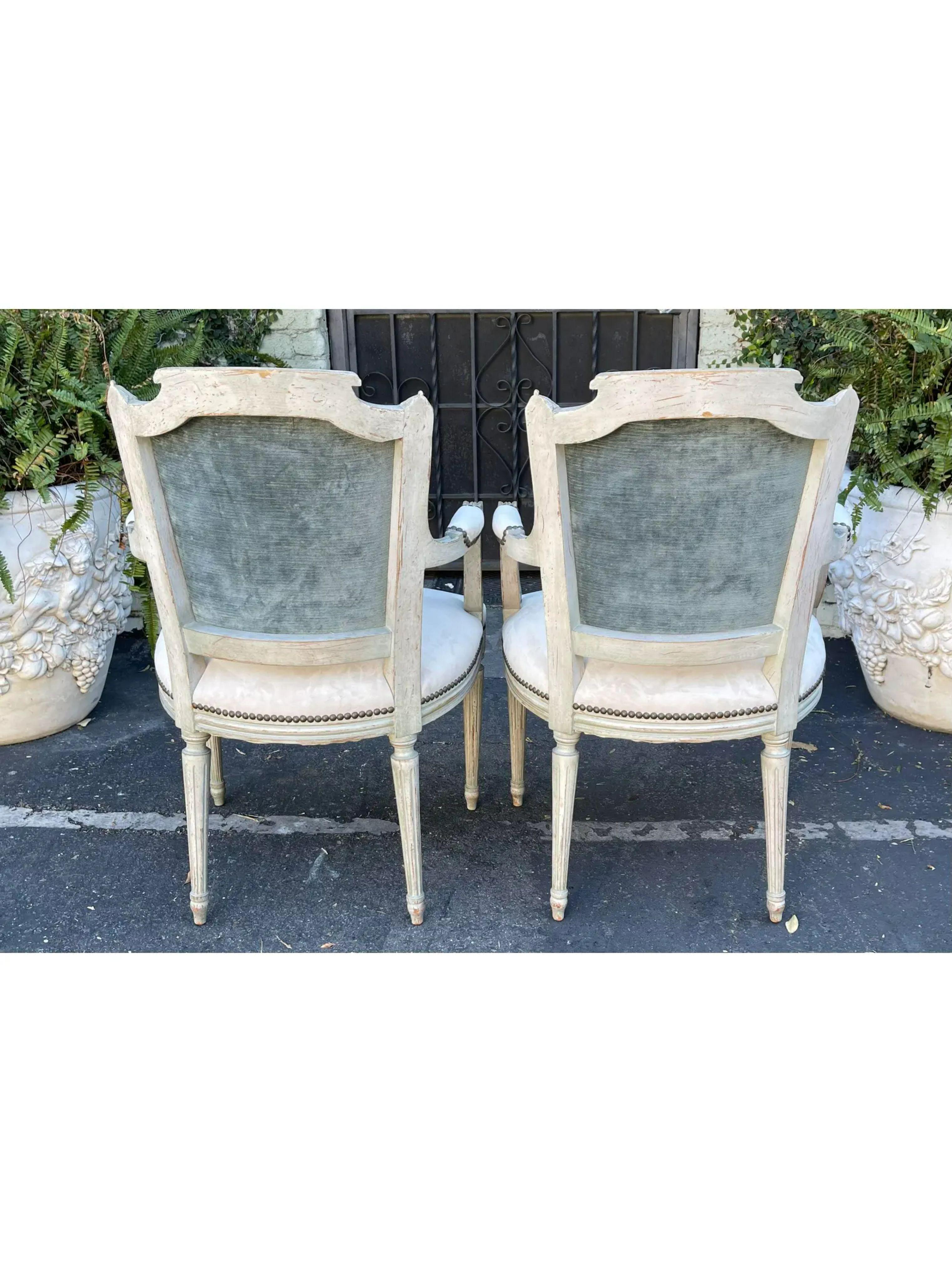 Pair of Antique Louis XVI Style Maison Jansen Arm Chairs In Good Condition In LOS ANGELES, CA