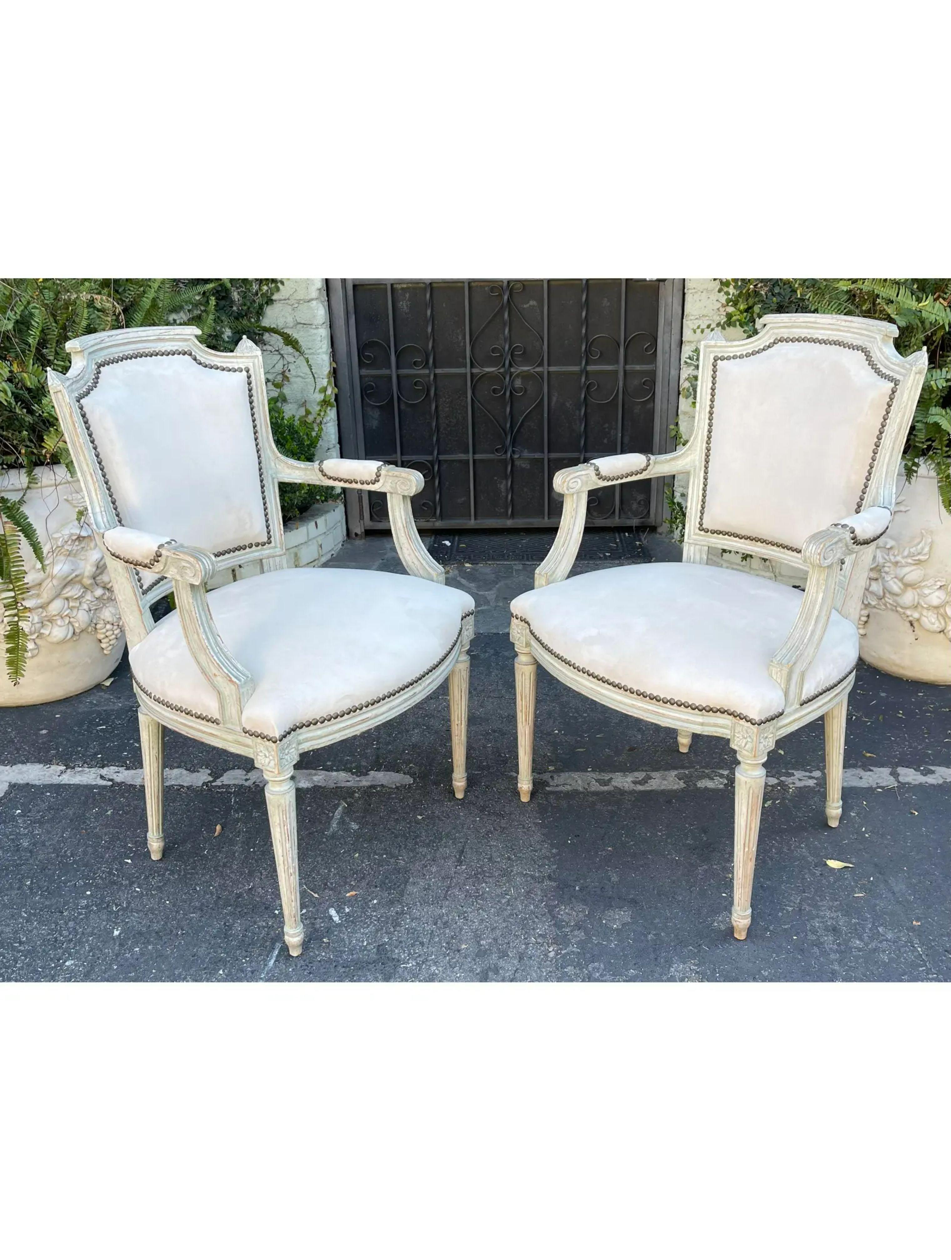 20th Century Pair of Antique Louis XVI Style Maison Jansen Arm Chairs
