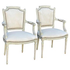 Pair of Antique Louis XVI Style Maison Jansen Arm Chairs